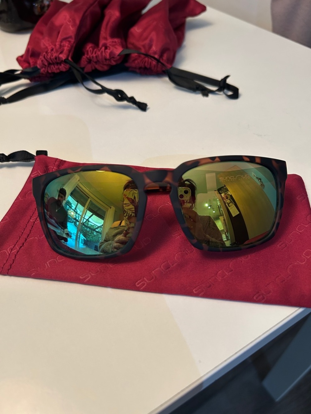 Suncloud- Tortoiseshell Sunglasses with Green Mirrored Lenses